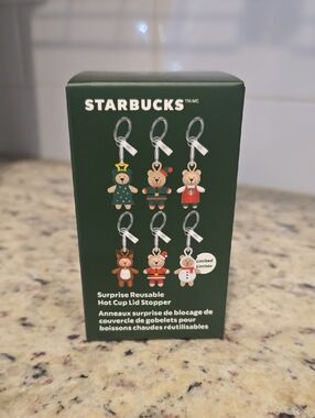 Starbucks Green Holiday Bear Keychain Lid Charms